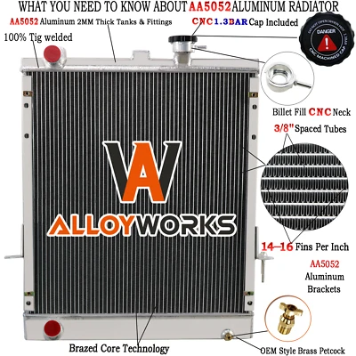 4 Row Aluminum Radiator For 1999-2004 Chevy/GMC W3500 W4500 Isuzu NPR NQR Foto 1 de 4