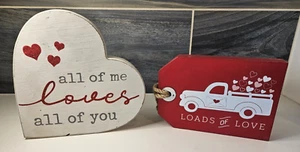 Pair of Wooden Valentine Tabletop Decor Signs (read) - Bild 1 von 4