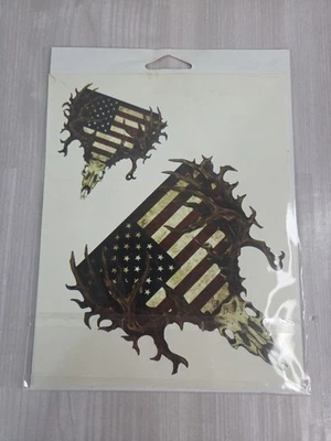 2 decalques automáticos para janela Decalcomania EUA crânio de veado "cabeças mortas" - Imagem 1 de 4