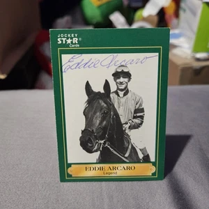 Tarjeta Jockey Star #8 1991 autografiada firmada por Eddie Arcaro (D.1997) - Imagen 1 de 2