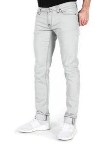 Nudie Tight Long John Unisex Mens Skinny Fit Stretch Jeans Light Grey Low Waist - Picture 1 of 5