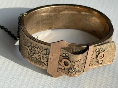 Antique Victorian Buckle Bangle Bracelet Hinged 3/4 thick - Image 1 of 4