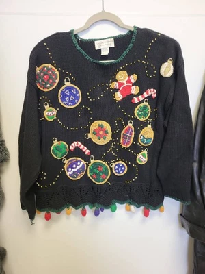 Casual Corner 限量版毛衣女式 L 圣诞假日装饰针织 — 第 1/4 张图片