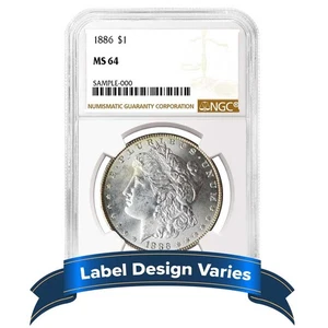 1886 $1 Morgan Silver Dollar NGC MS64 Brown Label - Picture 1 of 3