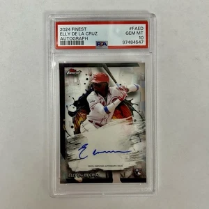 2024 Topps Finest Elly De La Cruz RC Rookie #FA-ED On Card AUTO PSA 10 GEM MINT - Picture 1 of 2