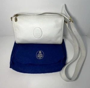 Vintage Mark Cross White Italian Leather Shoulder Bag Gold Hardware + Dust Bag - Picture 1 of 21