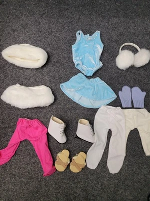 Doll Ice Skating Outfit Lot Dress Skirt Mittens Earmuffs Shoes Tights Accessorie - Image 1 of 4