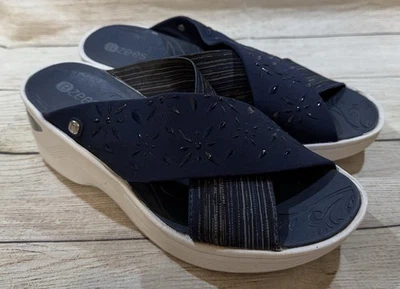 Sandalias sin cordones Bzees Diamond para mujer talla 7 anchas azul marino Foto 1 de 4