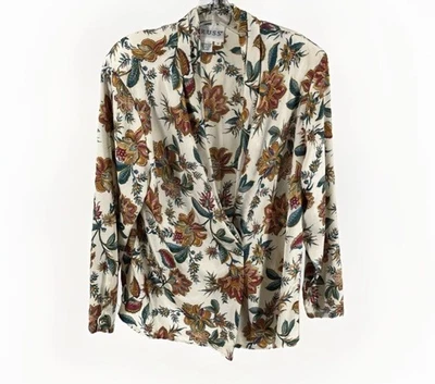 Blazer Russ De Colección Años 80 Floral Botón Talla 14 Retro Años 80 Oficina Drapeado Negocios Foto 1 de 4