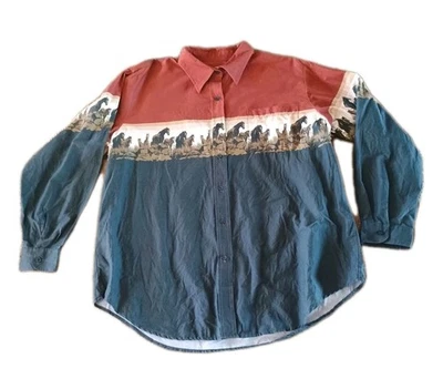 roper, manga larga, abotonada, estampado caballo, talla xl Foto 1 de 4