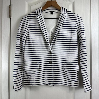 J Crew Women's Maritime Blazer Navy Blue White Stripe Cotton Size XS - Image 1 of 4