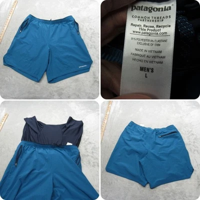 Pantalones Cortos Patagonia Para Hombre Grandes Verde Azulado Forrados Cordones Bolsillos Atléticos Nueve Senderos Foto 1 de 4