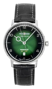 Reloj para hombre Zeppelin LZ 129 Hindenburg correa de cuero esfera verde cuarzo 80484 - Imagen 1 de 3
