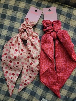 Be Sweet Target Pink & Red Heart & Bow Patterned Hair Twister Scrunchies - Image 1 of 3