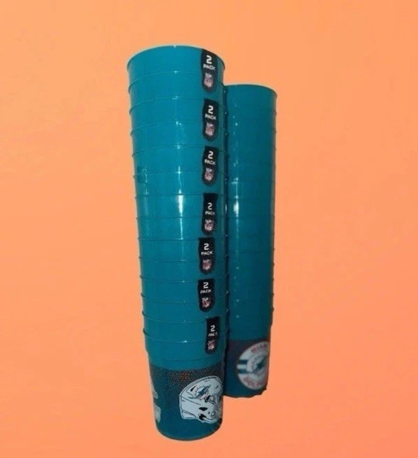 NUEVAS TAZAS DE ESTADIO NFL Miami Dolphins 25 oz reutilizables con patrón 18 tazas en total Foto 1 de 1