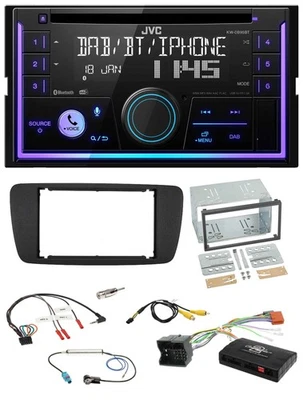 JVC Lenkrad USB 2DIN DAB Bluetooth CD Autoradio für Seat Ibiza 08-15 schwarz - Bild 1 von 4