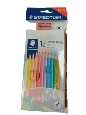Staedtler Bunstifte "Pastell". 12 Stück + Bleistift und Radiergummi. Neu. - Bild 1 von 2