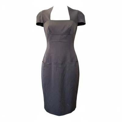 Vestido Lela Rose tamanho EUA 6 AU 10 gola quadrada manga gorro cinza stretch designer em excelente estado usado - Imagem 1 de 4