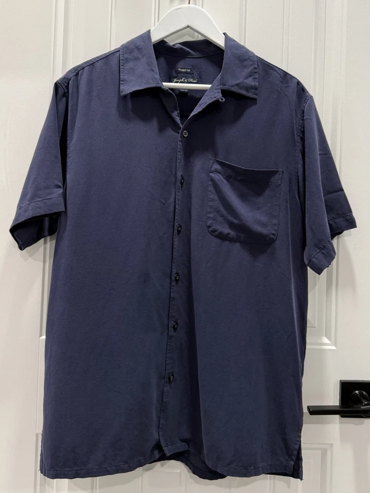 Joseph & Feiss Men's Blue 100% Silk Classic Fit Button Down Shirt Size Medium - Image 1 of 4