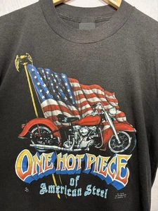 Vintage Shirt 3D Emblem Motorcycle Single Stitch 1980s Black Men’s Large 1986 - Picture 1 of 13
