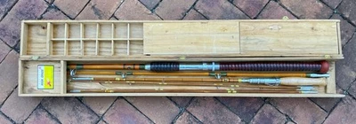 Conjunto de vara de bambu Sakura Split com haste de água salgada 7 peças Japão – Vintage década de 1950 NOVO NOS - Imagem 1 de 4