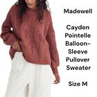 Madewell Cayden Pointelle Balloon-Sleeve Pullover Sweater Rust size M