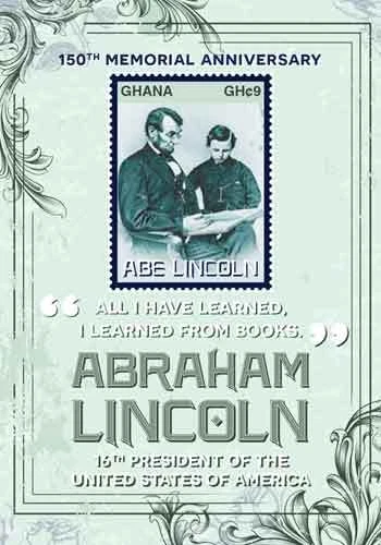 GHANA - 2015 - HOJA RECUERDO 150 ANIVERSARIO CONMEMORATIVO ABRAHAM LINCOLN MNH Foto 1 de 1