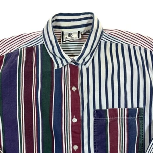 Vintage 90's Bill Blass Multi Colour Striped Long Sleeve Cotton Shirt Small - Picture 1 of 7