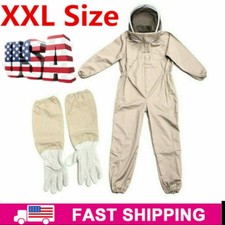 2XL Full Body Anti-bee Suit Cotton Beekeeping Clothing w/Veil Hood&Gloves Unisex