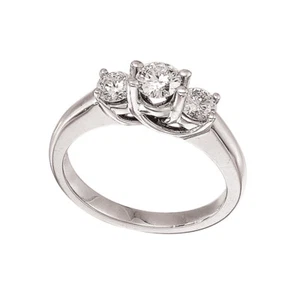 14k White Gold 0.75 Ct Three Stone Trellis Diamond Ring - Picture 1 of 2