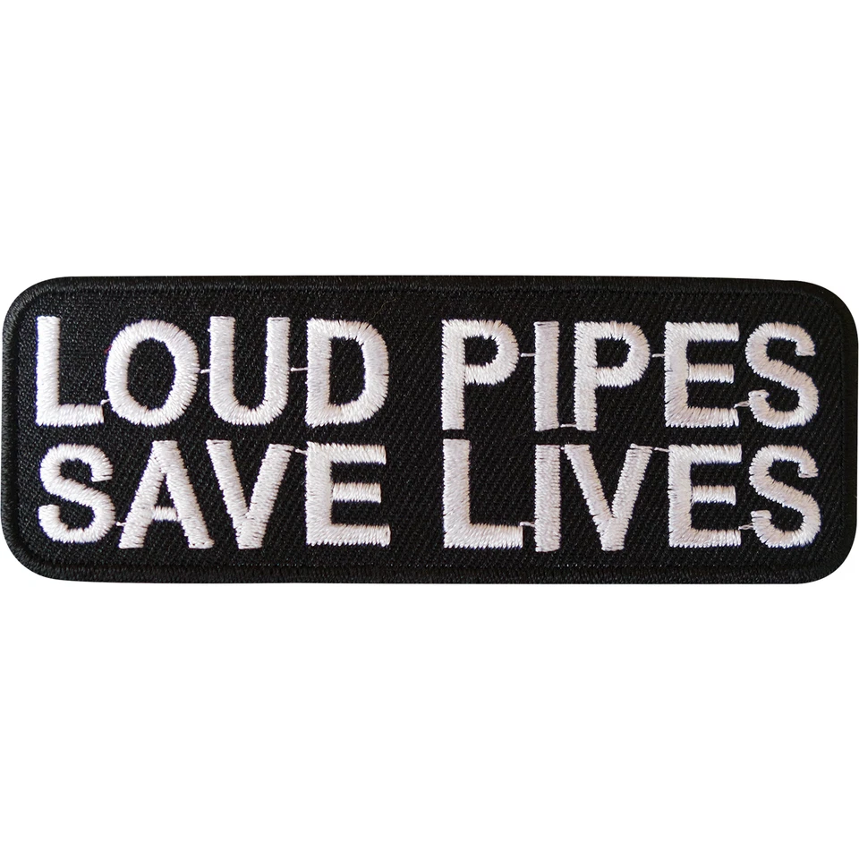 Loud Pipes Save Lives Biker Iron On Patch Sew On Bag Badge Motorcycle Motorbike - Image 1 of 1