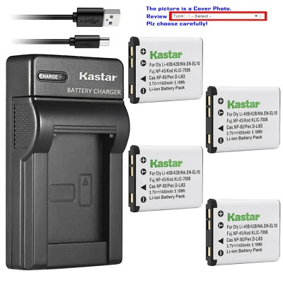 Cargador USB delgado de batería Kastar para Rollei Compactline 360 TS 370 TS 370TS 390 Foto 1 de 4
