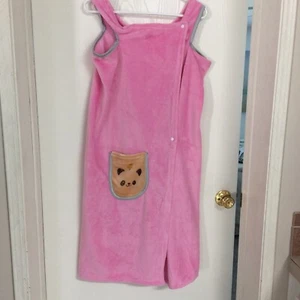 Women’s Microfiber Plush Bathrobe Spa Robe Pink Large Quick Dry - Picture 1 of 5