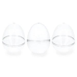 Set of 3 Clear Plastic Standing Egg Ornaments 3.58 Inches (91 mm) - Picture 1 of 5