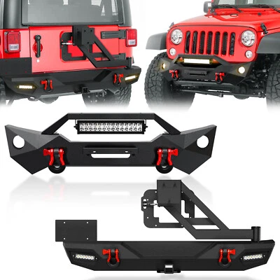 Front /Rear Bumper w/Spare Tire Carrier for 07-18 Jeep Wrangler JK JKU Unlimited - Image 1 of 4