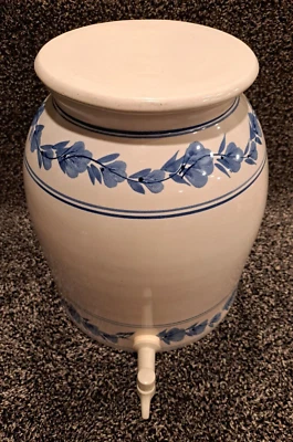 Dispensador grande de bebidas de gres - Tarro de cerámica vintage de 3 galones con grifo y tapa Foto 1 de 4