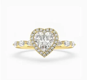 Fede Nuziale 1,35 CT Taglio Cuore Certificato IGI Diamante Coltivato in Laboratorio Oro Giallo 18K - Foto 1 di 13