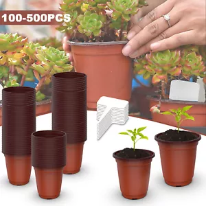 100-500PCS Plastic Plant Pots - Nursery Seedling Containers With Labels, USA - Picture 1 of 12