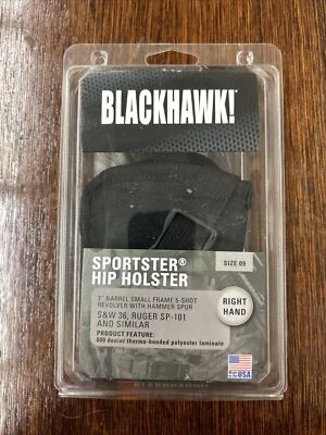 NEW Blackhawk 2” 5-SHOT REVOLVER Sportster OWB Hip Holster BLACK RIGHT Small - Image 1 of 4