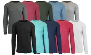 Men's Long Sleeve Waffle Thermal Shirt Tee Crew Neck Layering Color & Size NEW - Picture 1 of 13