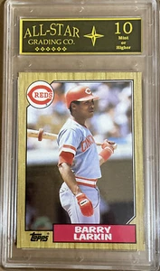 BARRY LARKIN  1987 Topps ROOKIE Card #648  HOF RC GRADED ASG 10 MINT #E - Picture 1 of 2