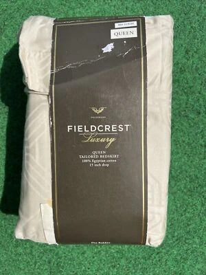Falda de cama Fieldcrest Luxury Queen a medida patrón beige tostado 100 % algodón egipcio Foto 1 de 4