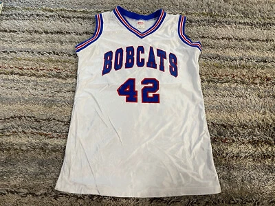 复古 90 年代 Wilson Bobcats 20 篮球球衣女式大号尼龙蓝色 — 第 1/4 张图片
