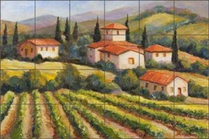 Piastrella murale backsplash ceramica villa toscana margosiana paesaggio arte JM064b - Foto 1 di 5