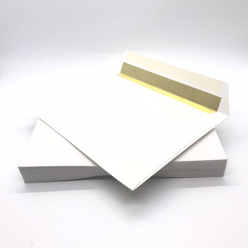 Envelopes 25x White Gold Foil Lined Slimline For Weddings Invitations / Greeting