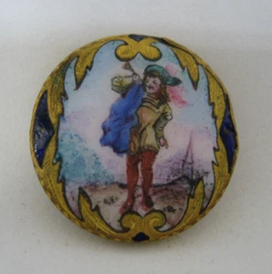 Joyería antigua mujer miniatura esmalte broche lupa alrededor de 1900 - Imagen 1 de 9
