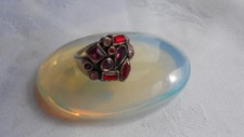 Red & Purples Gems, In A Silver Metal Loop,Collective Maze, Size L