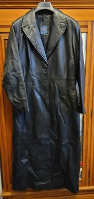 Gabardina vintage Olmes M chaqueta de cuero negra Matrix Foto 1 de 4