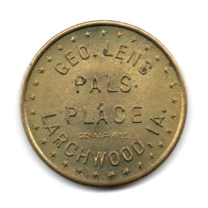 GEO. LENS PALS PLACE • BUONO PER 5¢ IN COMMERCIO • LARICE, IOWA, IA. • TC-264224 - Foto 1 di 2