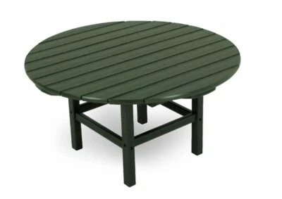 Mesa de centro POLYWOOD 38 pulgadas verde con acento redondo exterior en puerta patio duradera Foto 1 de 3